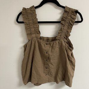 Roan & Ryan Ruffle Strap Crop Top Green